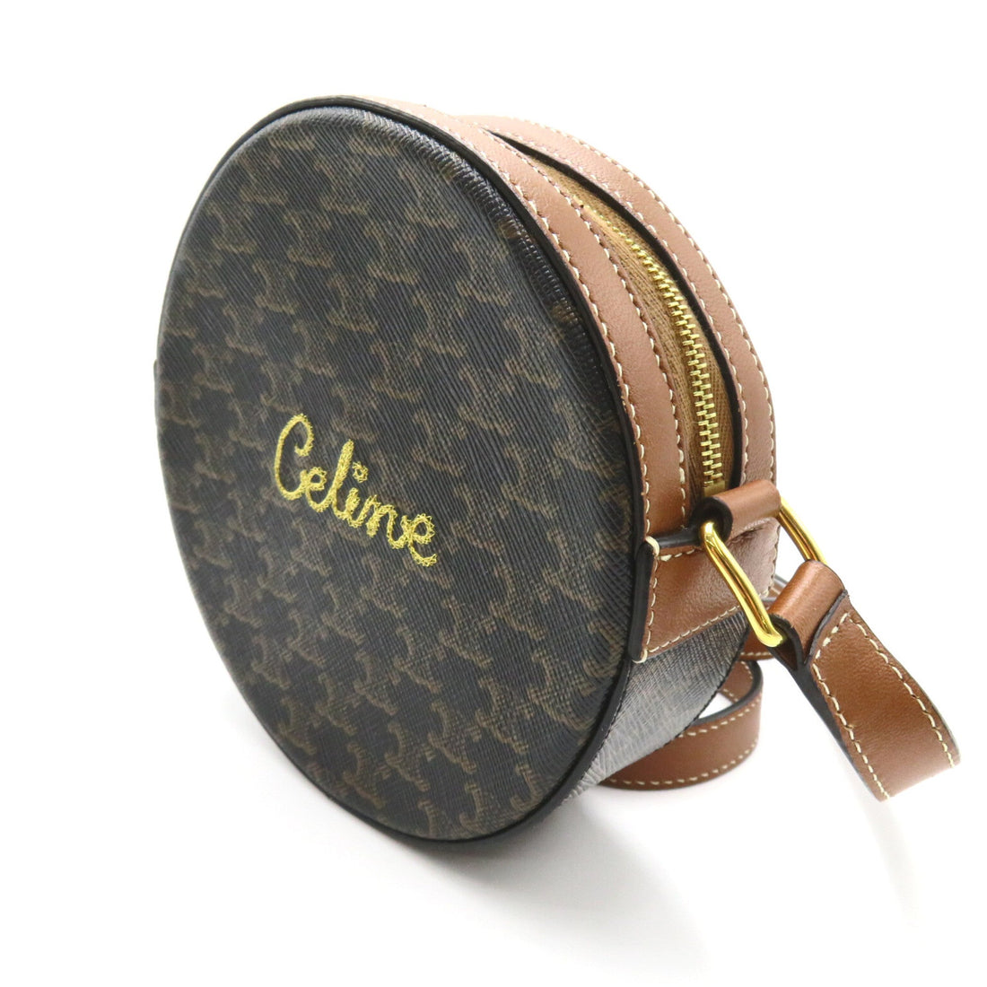 Celine Shoulder pouch Brown Dark brown PVC coated canvas leather Triomphe