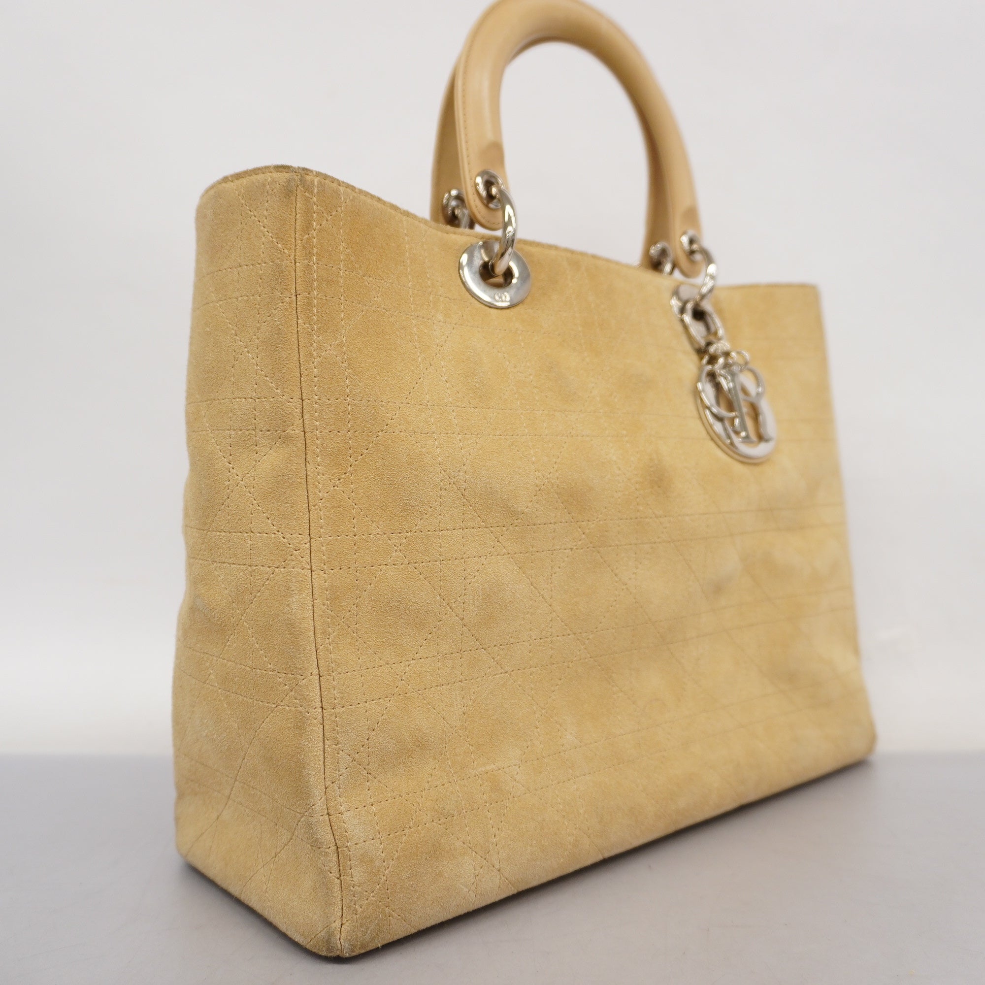 CHRISTIAN DIOR  Cannage/Lady Dior Tote Bag Women's Suede Tote Bag Beige