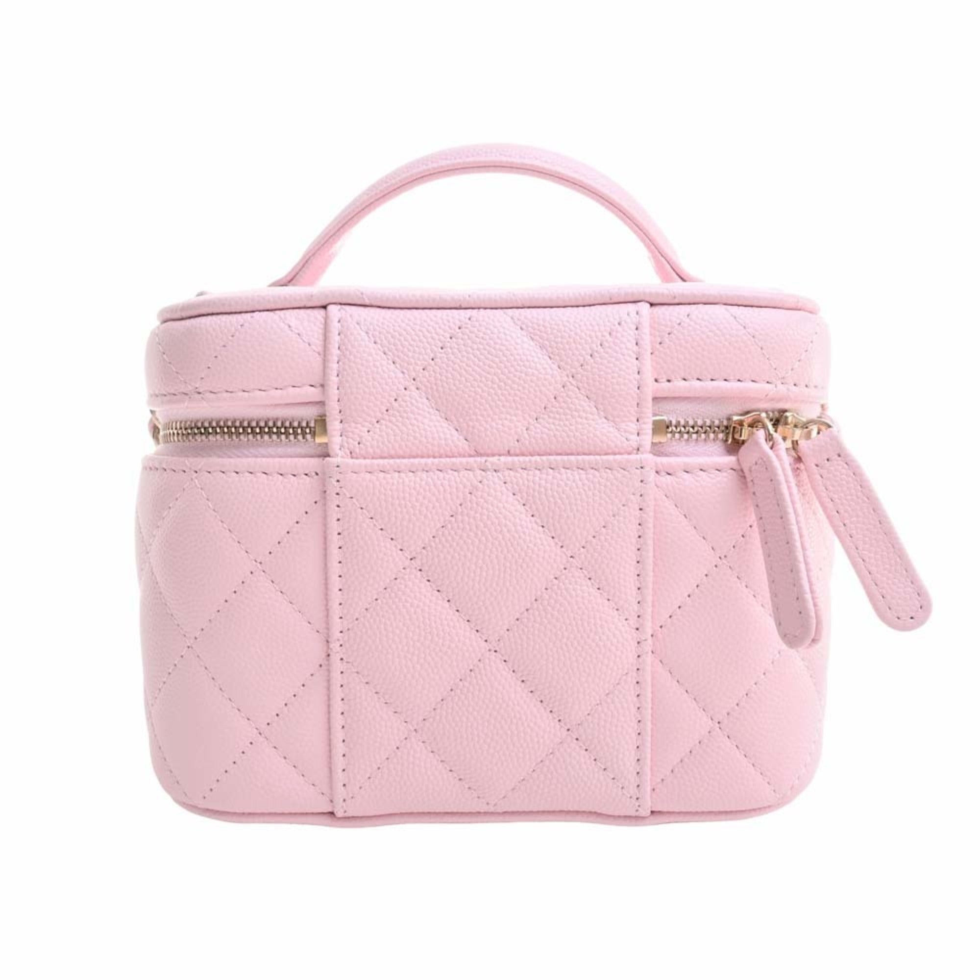 Chanel Caviar Skin Matelasse Coco Mark Small Vanity Bag Shoulder Pink Ladies