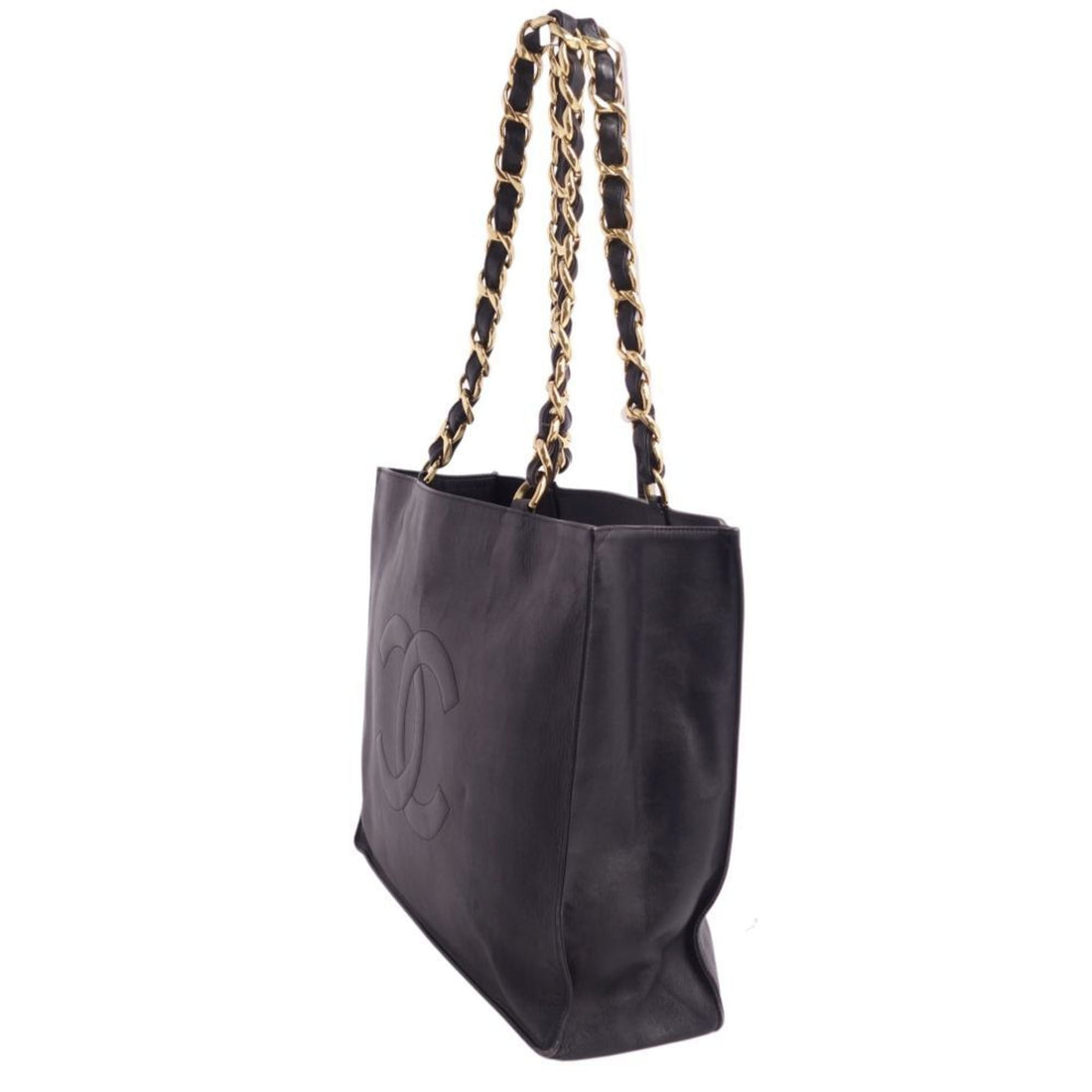 Chanel Bag Tote shoulder here mark chain lambskin ladies black