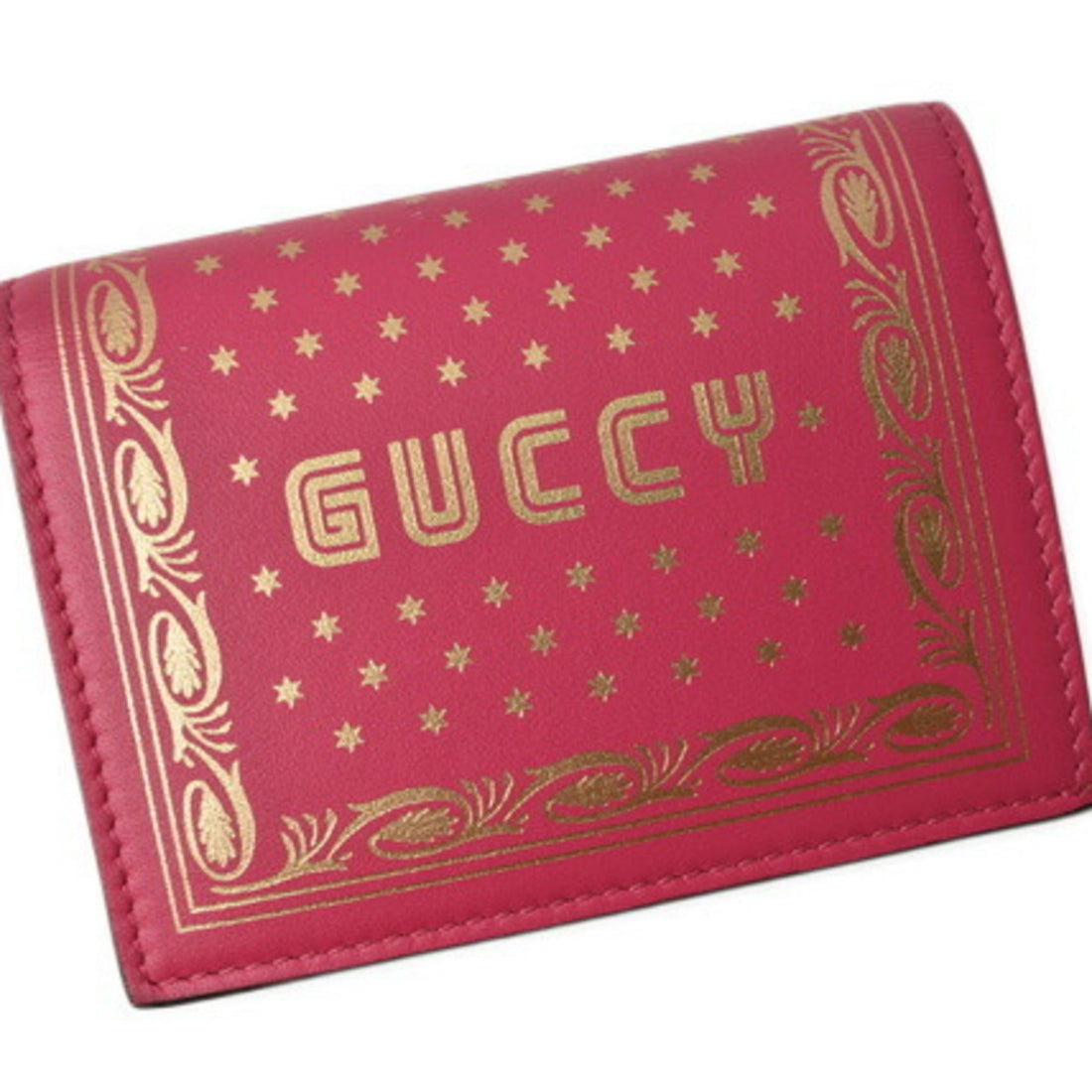 Gucci Mini Wallet/Coin Case GUCCI GUCCY Folding Wallet SEGA Collaboration Pink/Gold Leather