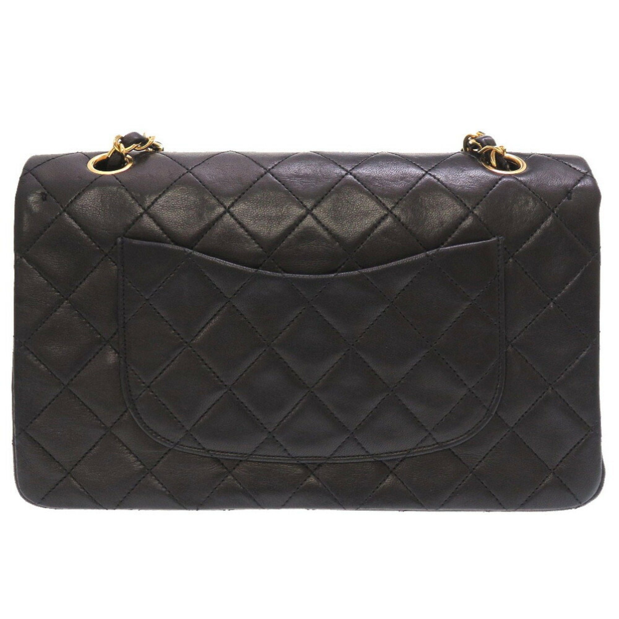Chanel Matelasse 25 Lambskin Black 0 Series W Flap Gold Chain Shoulder Bag Double Lid