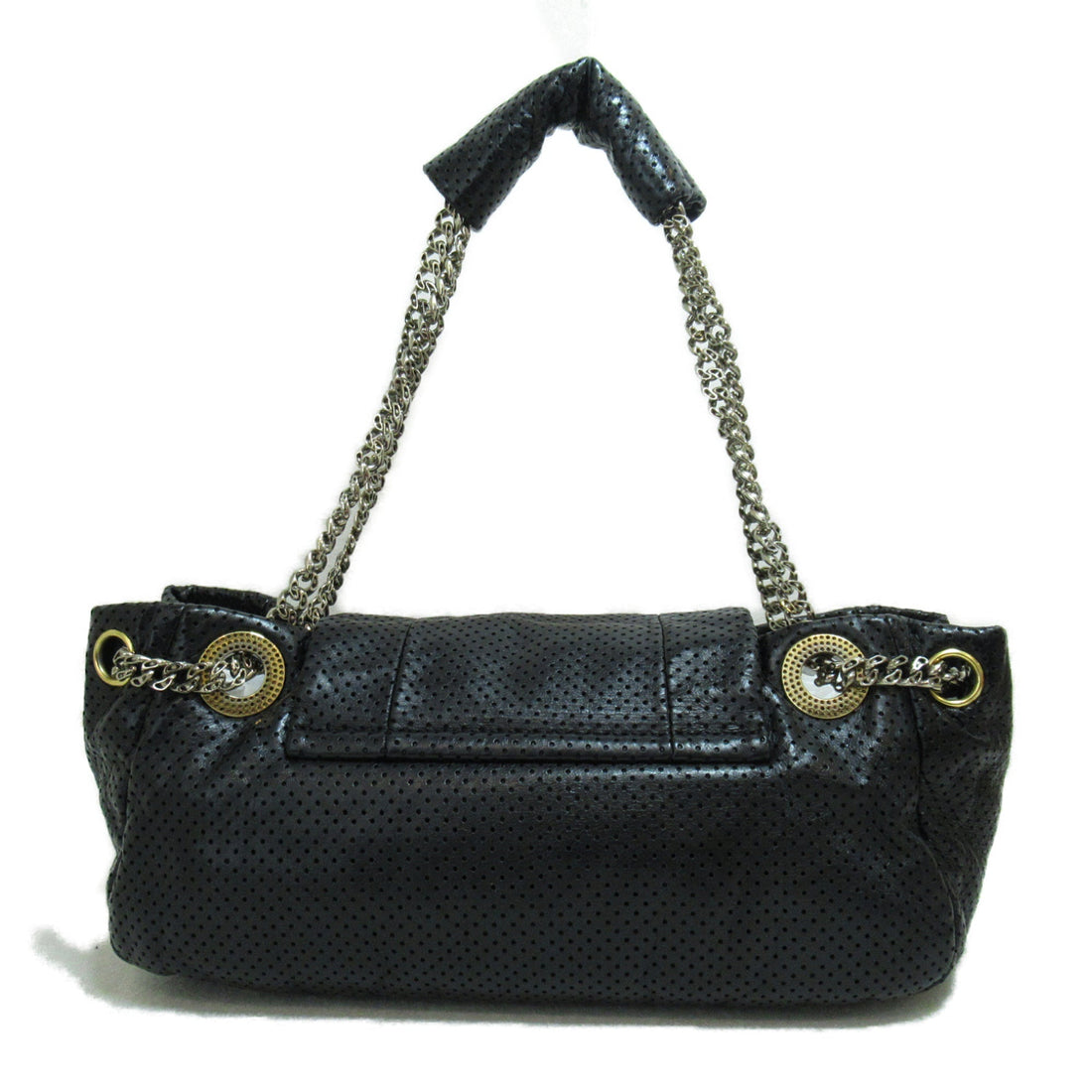CHANEL 2.55ChainShoulder Bag Black leather Punching leather