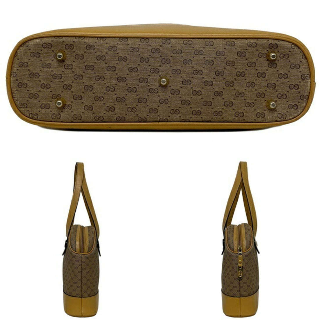 Gucci Handbag Beige Yellow Old Mini Boston Bag PVC Leather GUCCI Ladies Design