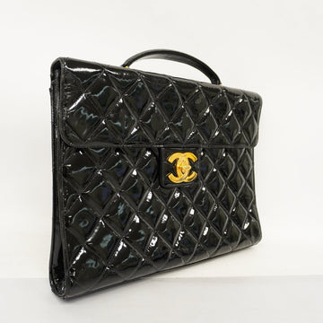 ChanelAuth  Matelasse Business Bag Women's Patent Leather Briefcase Black