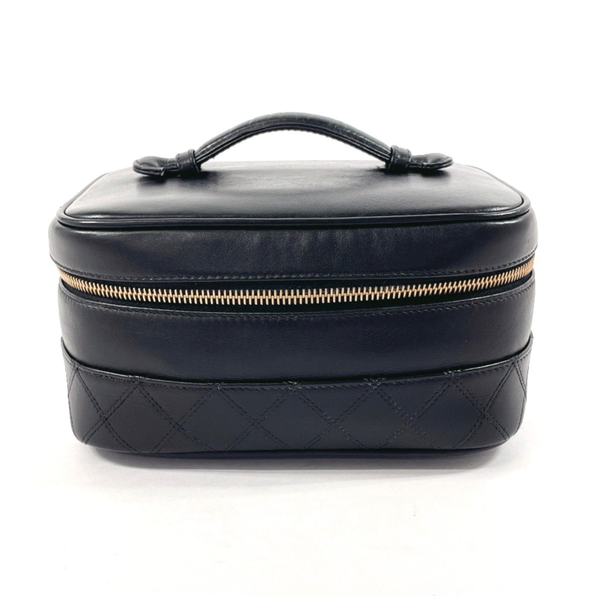 CHANEL Vanity Bicolor Handbag, Lambskin, Black, Women's