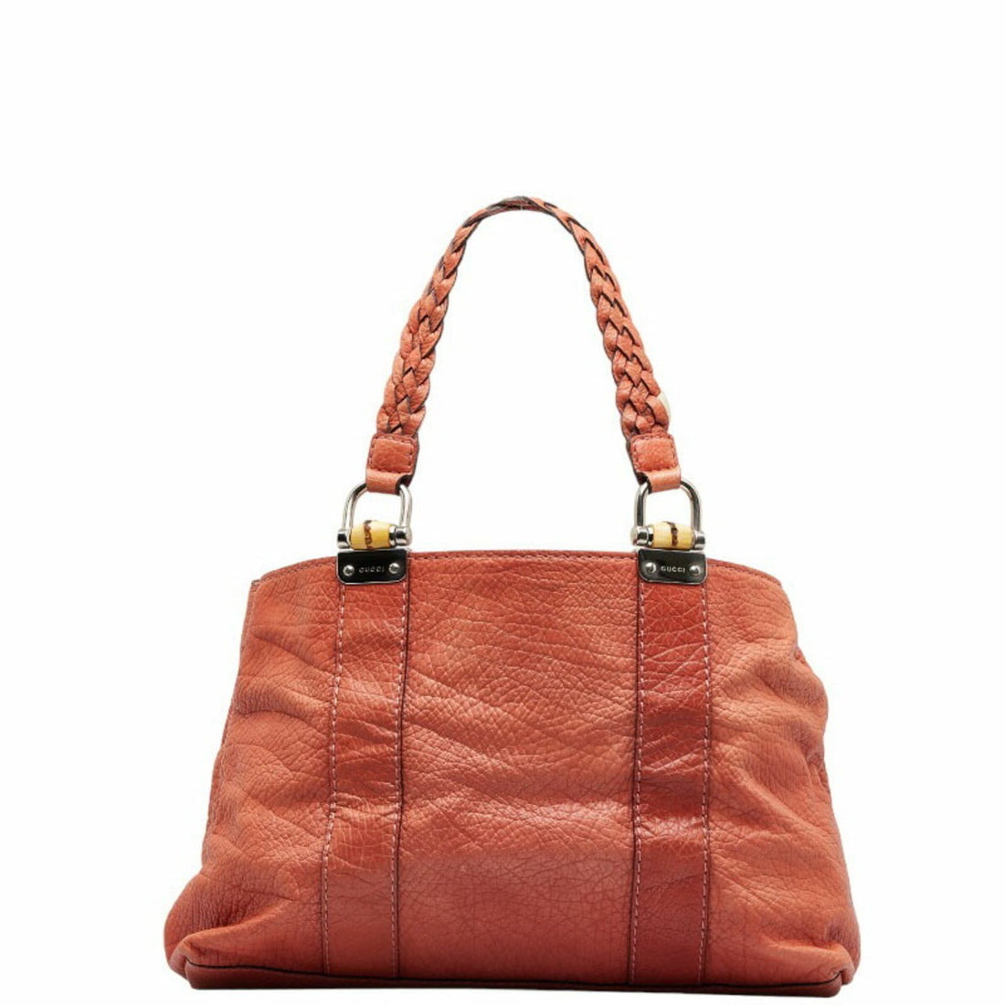 GUCCI bamboo handle handbag tote bag 232947 orange leather ladies