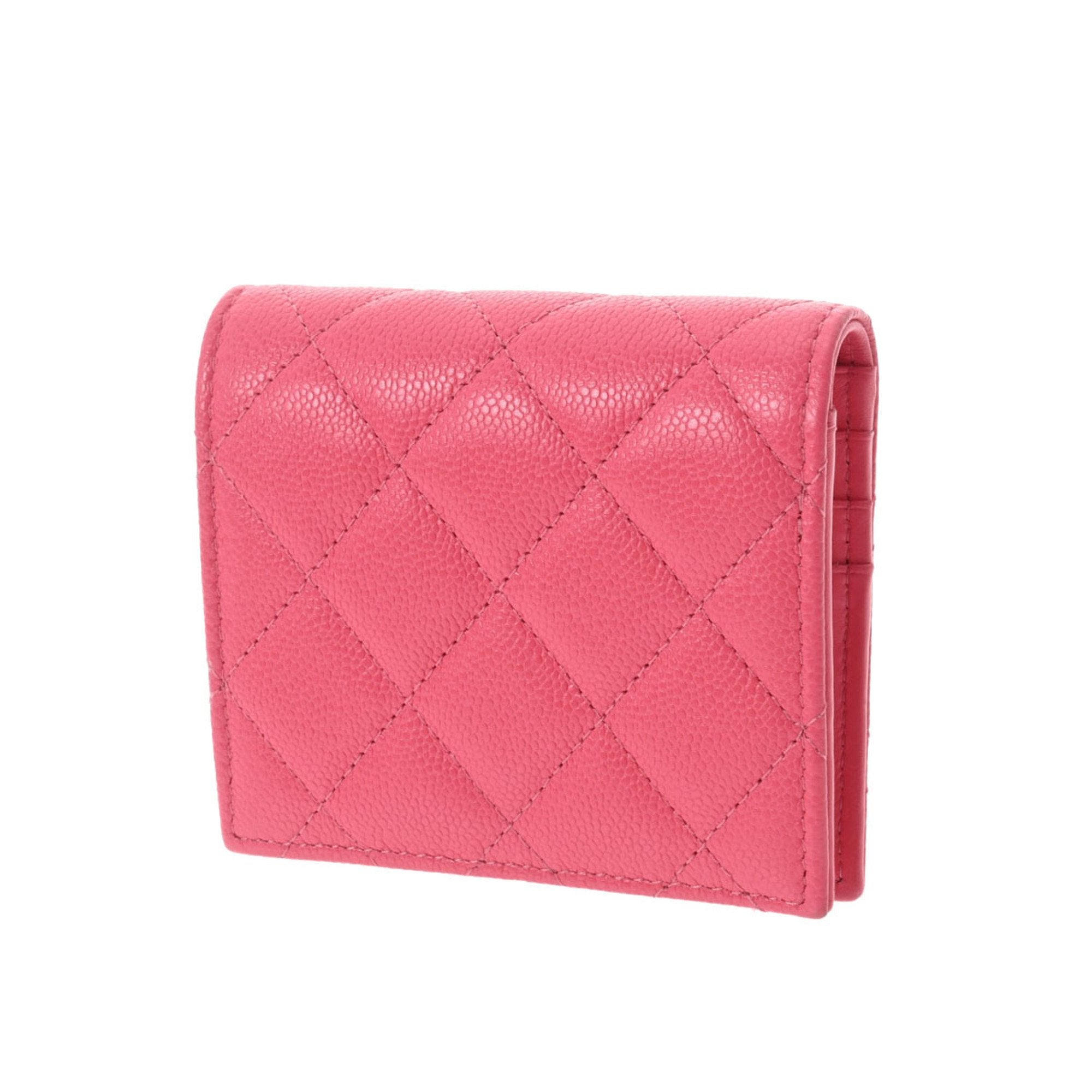 Chanel matelasse pink ladies caviar skin folio wallet