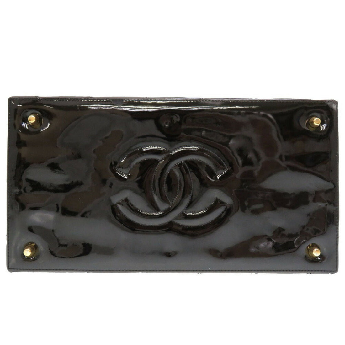 Chanel Matelasse Enamel Black Cocomark Turnlock Vanity Bag
