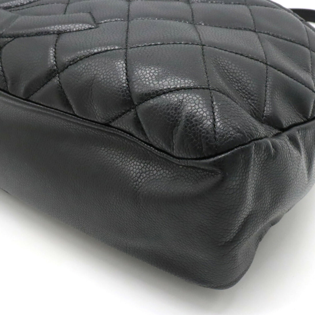 Chanel Matelasse Coco Mark Chain Tote Bag Shoulder Caviar Skin Leather Black A67292