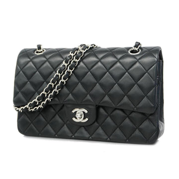 Chanel Shoulder Bag Matelasse W Flap Chain Lambskin Black Women's