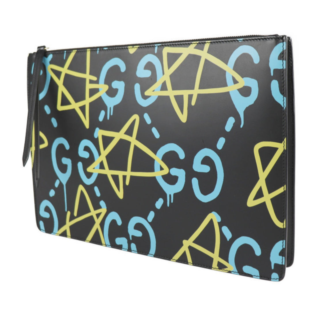 Gucci ghost shoulder bag 429004 leather black yellow blue 2WAY clutch bag GG star