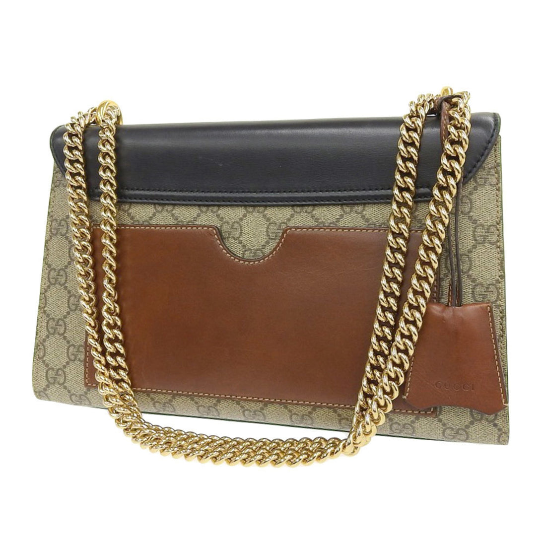 Gucci GG Supreme Padlock Shoulder Bag Leather Coated Canvas Black Brown Beige 409486 498879