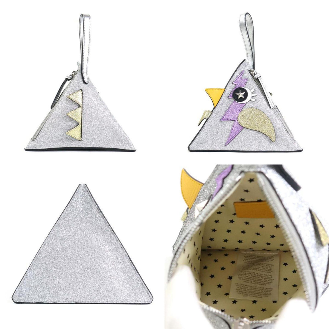 GUCCI Handbag Chicken Motif Leather Silver Kids 604392