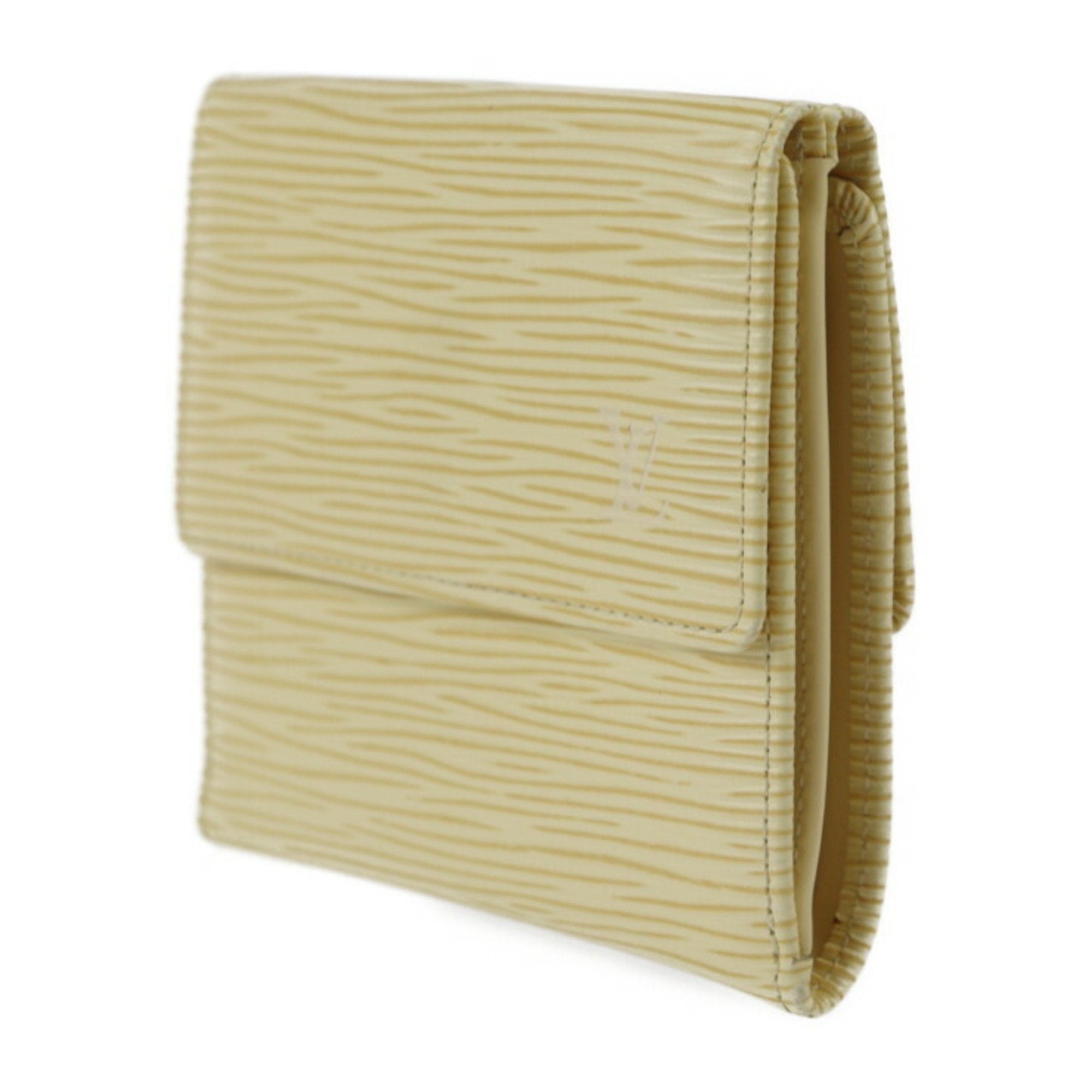 LOUIS VUITTON Portomone Bier Cult Credit Trifold Wallet M6348A Epi Leather Vanilla Yellow Cream Gold Hardware W Hook