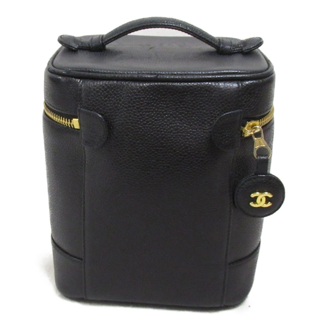 CHANEL Vertical Vanity Handbag Black Caviar Skin (Grained Calf)
