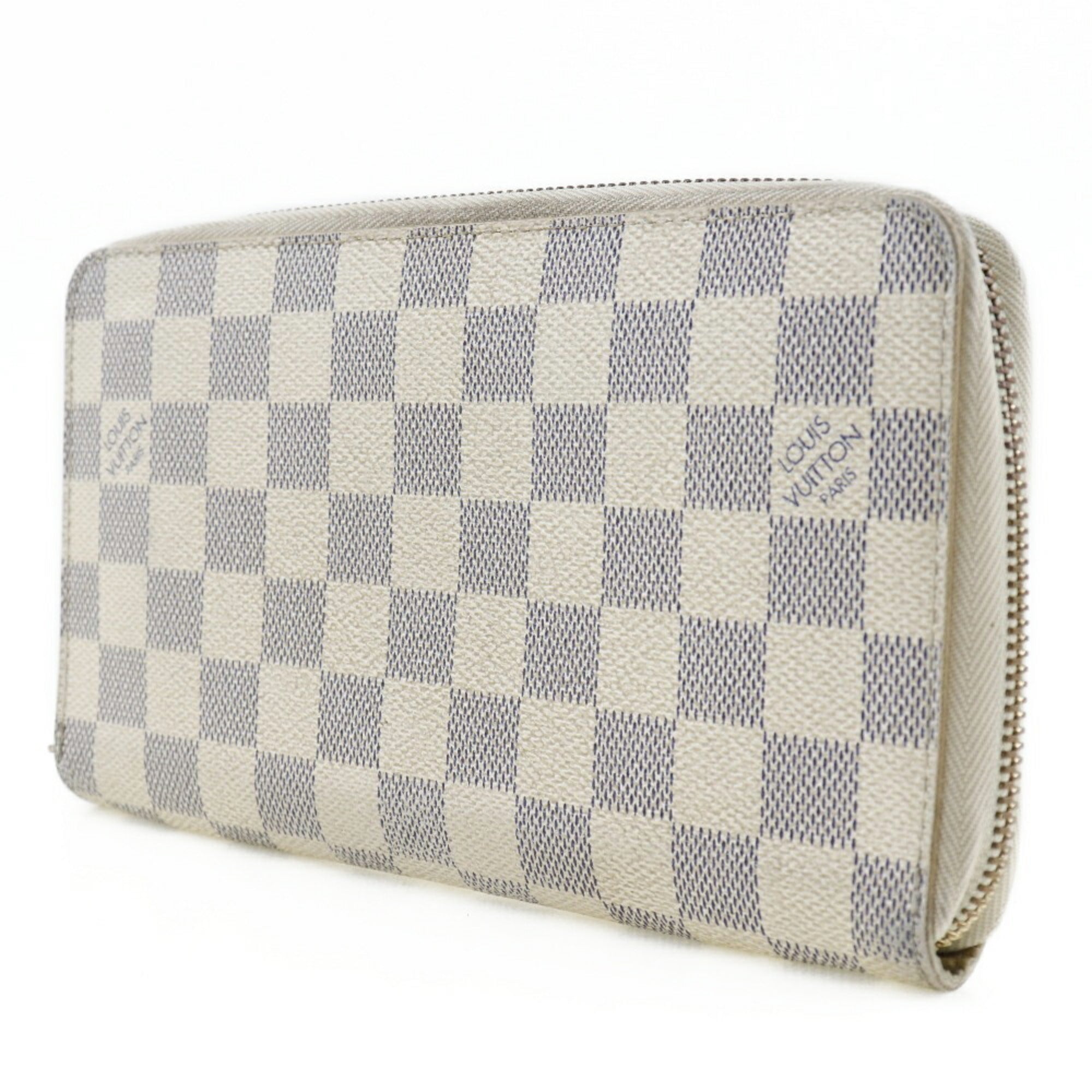 LOUIS VUITTON Zippy Organizer Long Wallet N60012 Damier Azur Canvas France Year 2008 White VI1088 Zipper Unisex