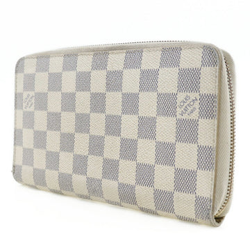 LOUIS VUITTON Zippy Organizer Long Wallet N60012 Damier Azur Canvas France Year 2008 White VI1088 Zipper Unisex