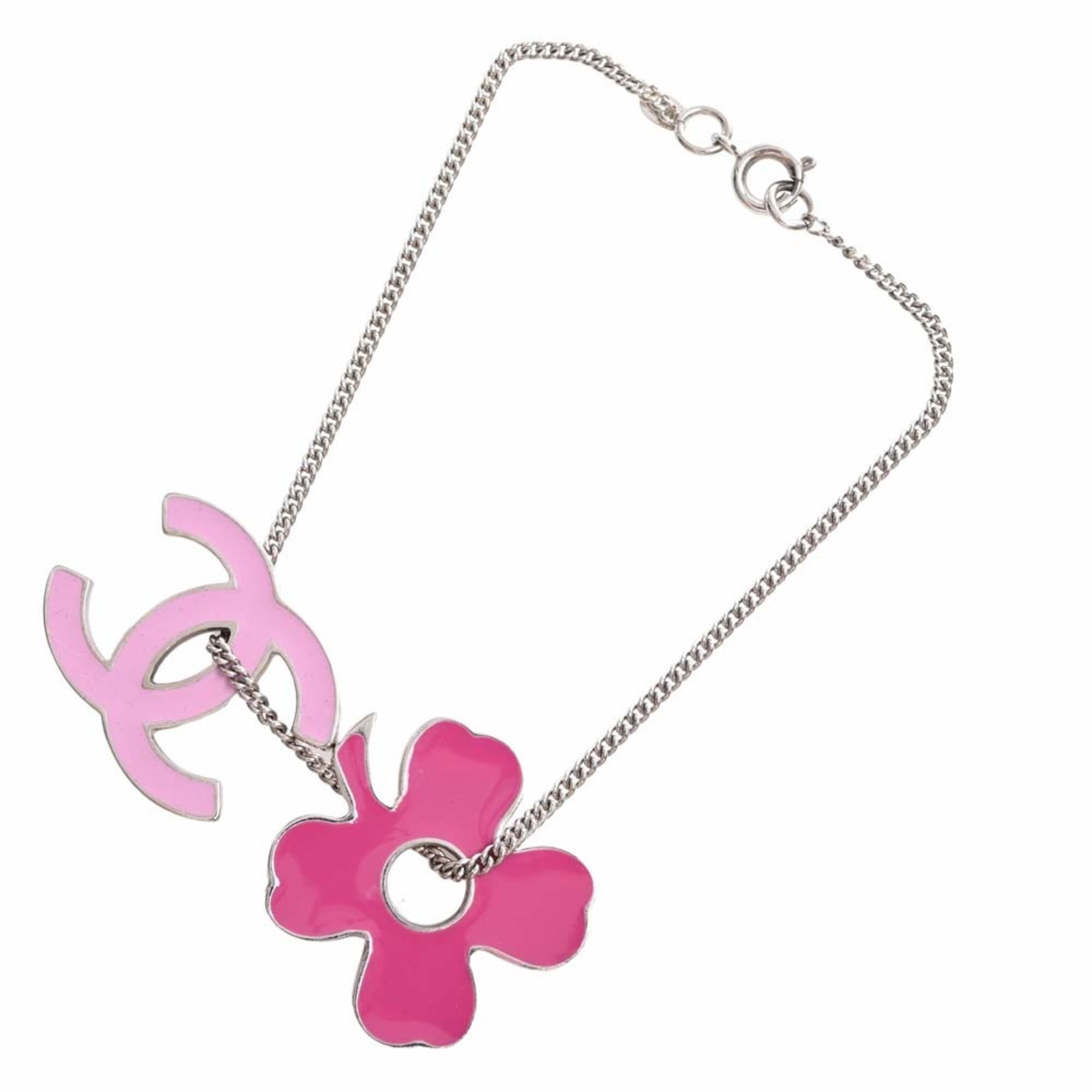 Chanel Clover Motif Coco Mark Chain Bracelet Pink Ladies