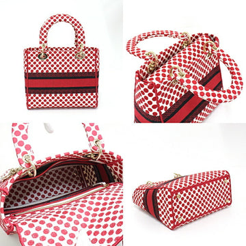 Christian Dior DIOR Dior Amour Lady D-Lite Dee Light Mini Medium Bag Red x Polka Dot Canvas M0565OBBE_933U HandBag Shoulder