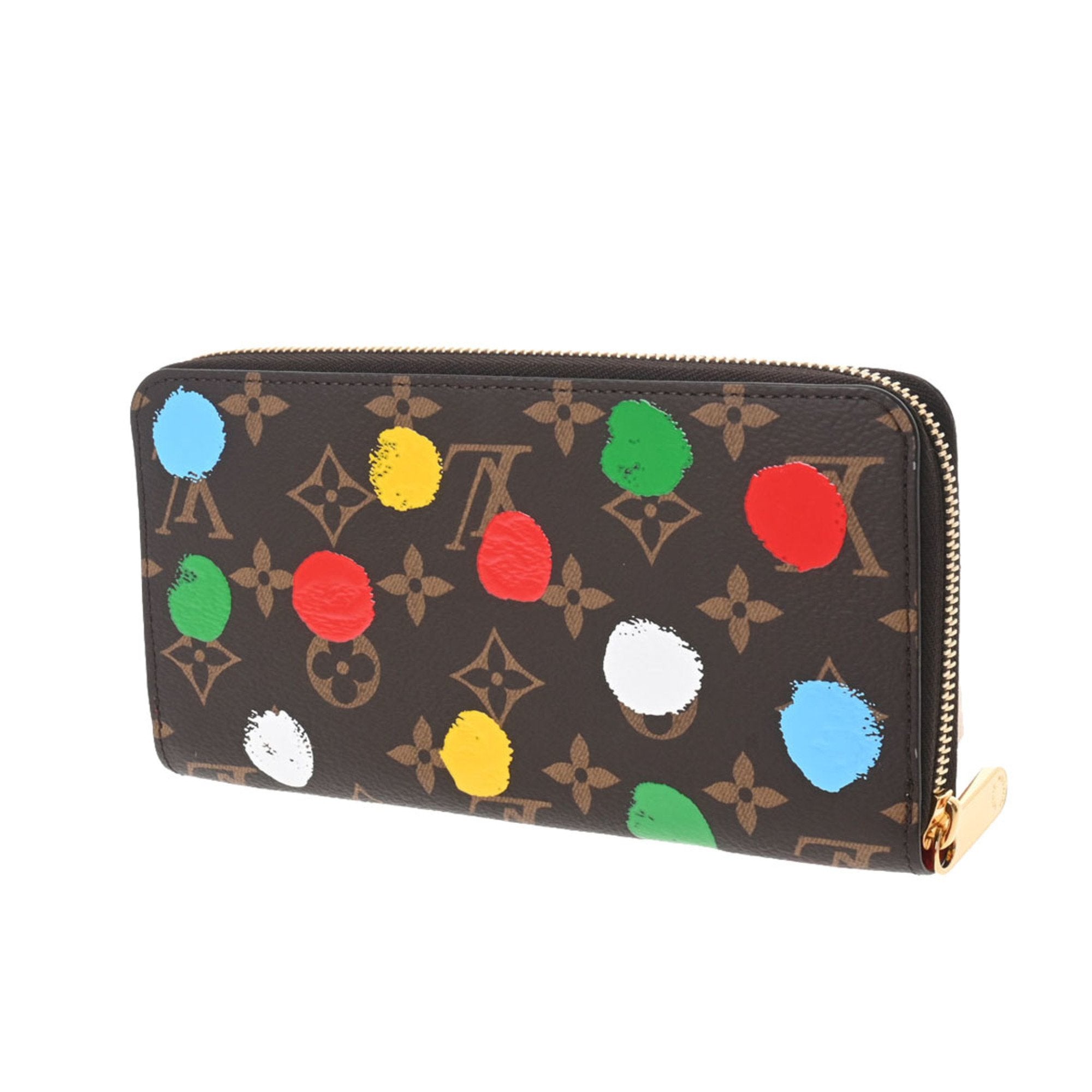 LOUIS VUITTON Monogram Painted Dot LV x YK Yayoi Kusama Zippy Brown M81864 Long Wallet