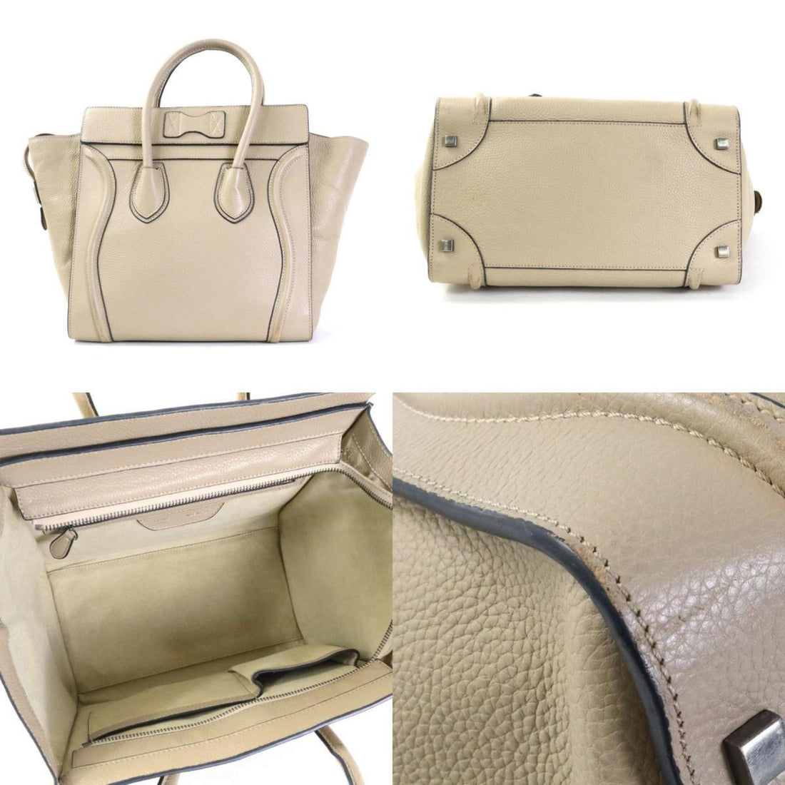 Celine Handbag Luggage Mini Shopper Leather Beige Ladies