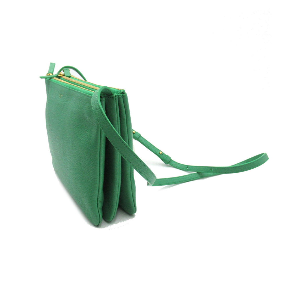 Celine Trio Shoulder Bag Green leather