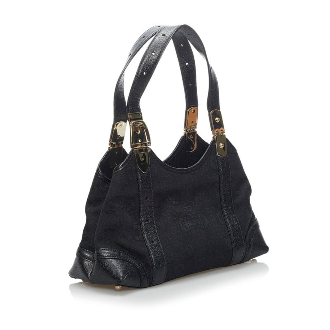 Gucci Horsebit Handbag 145761 Black Canvas Leather Ladies GUCCI
