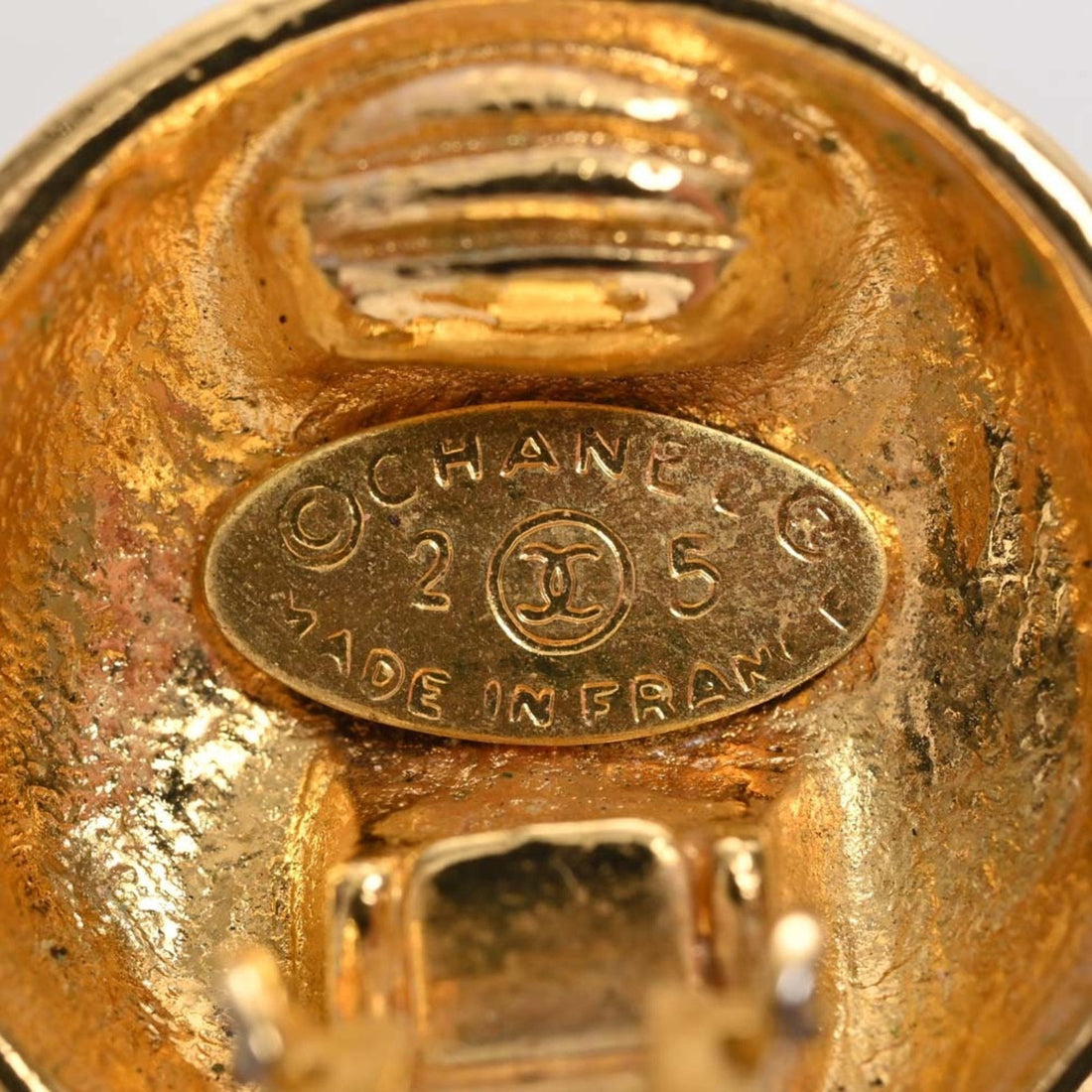 Chanel Matelasse Coco Mark Round Earrings Gold Women's