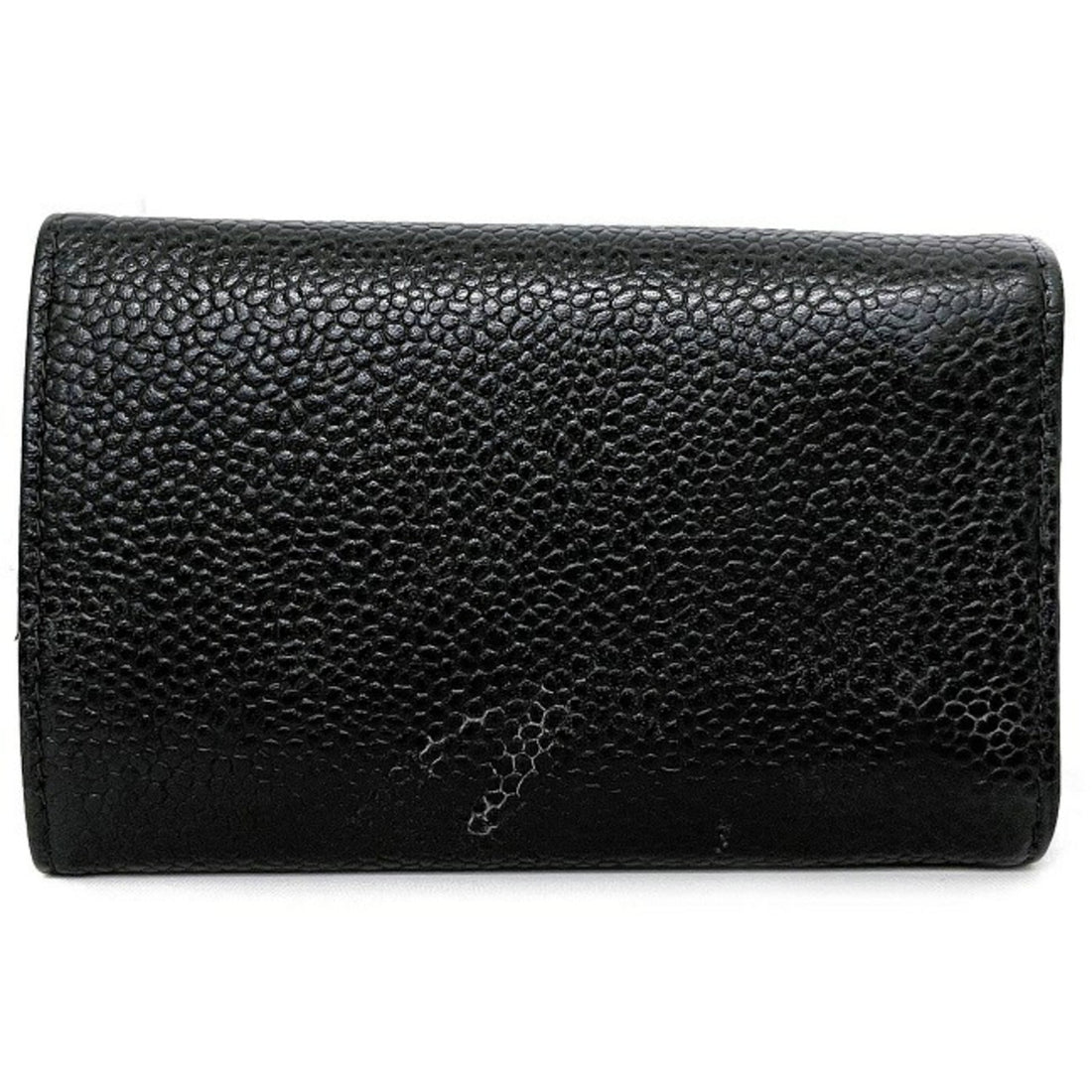 Chanel 6-key case Black Gold Caviar Skin A13502 Coco Mark Leather 6-series CHANEL Holder W Hook Unisex Case