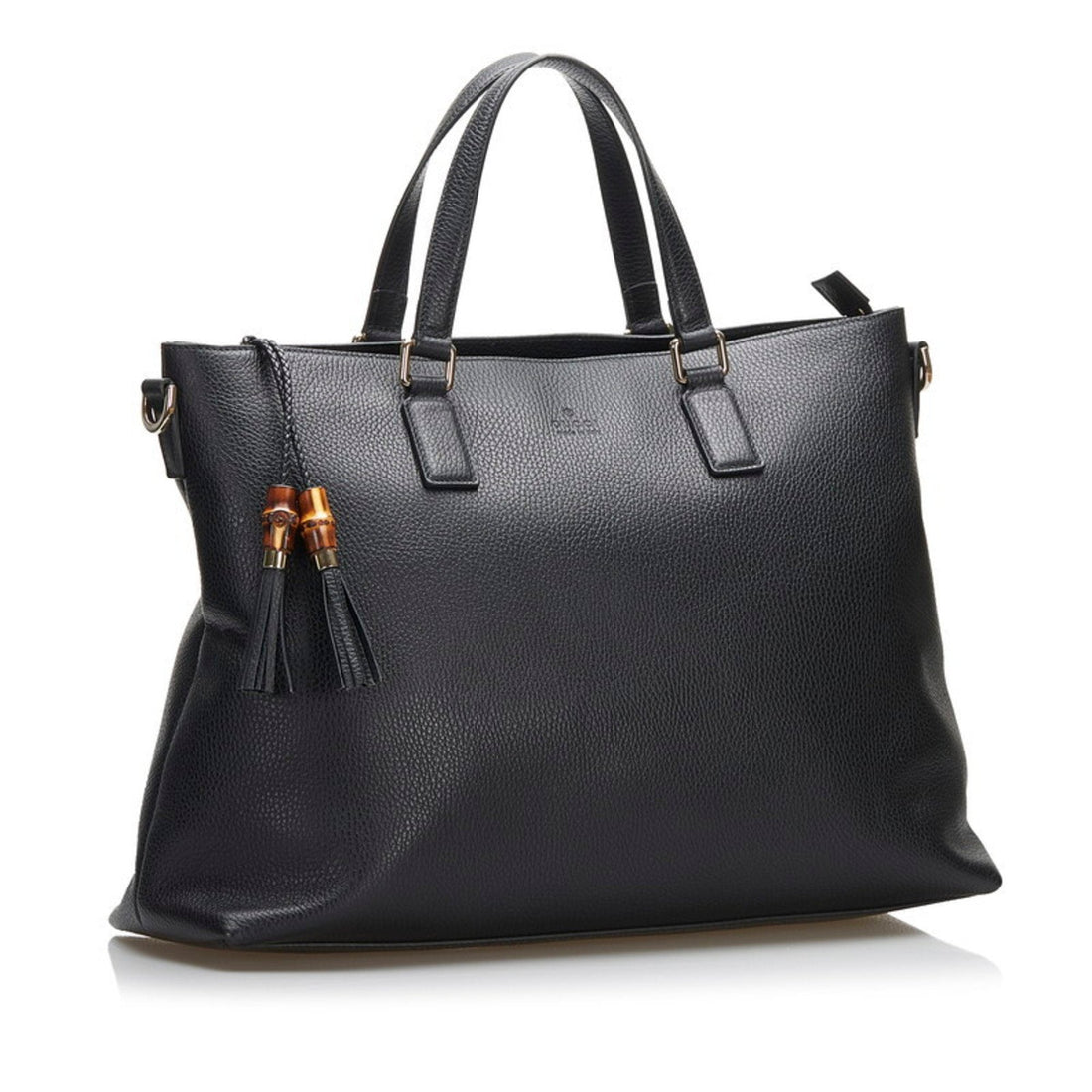 Gucci bamboo tassel tote bag shoulder 365345 black leather ladies Gucci