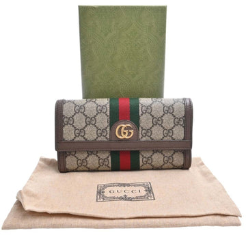 GUCCI Ophidia GG Supreme Sherry Continental Long Wallet 523153 Beige Brown Women's