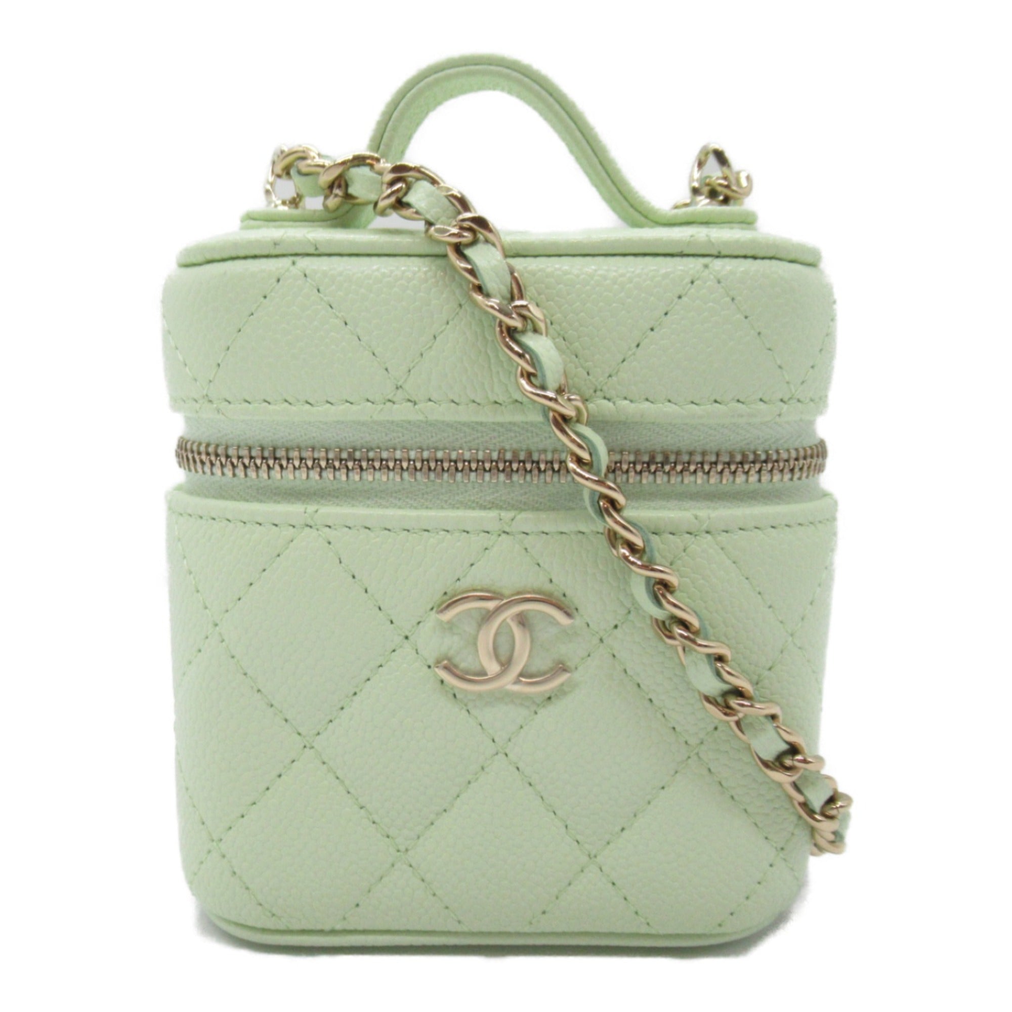 CHANEL Vanity ChainShoulder Bag Green Light green Caviar Skin (Grained Calf) AP2503