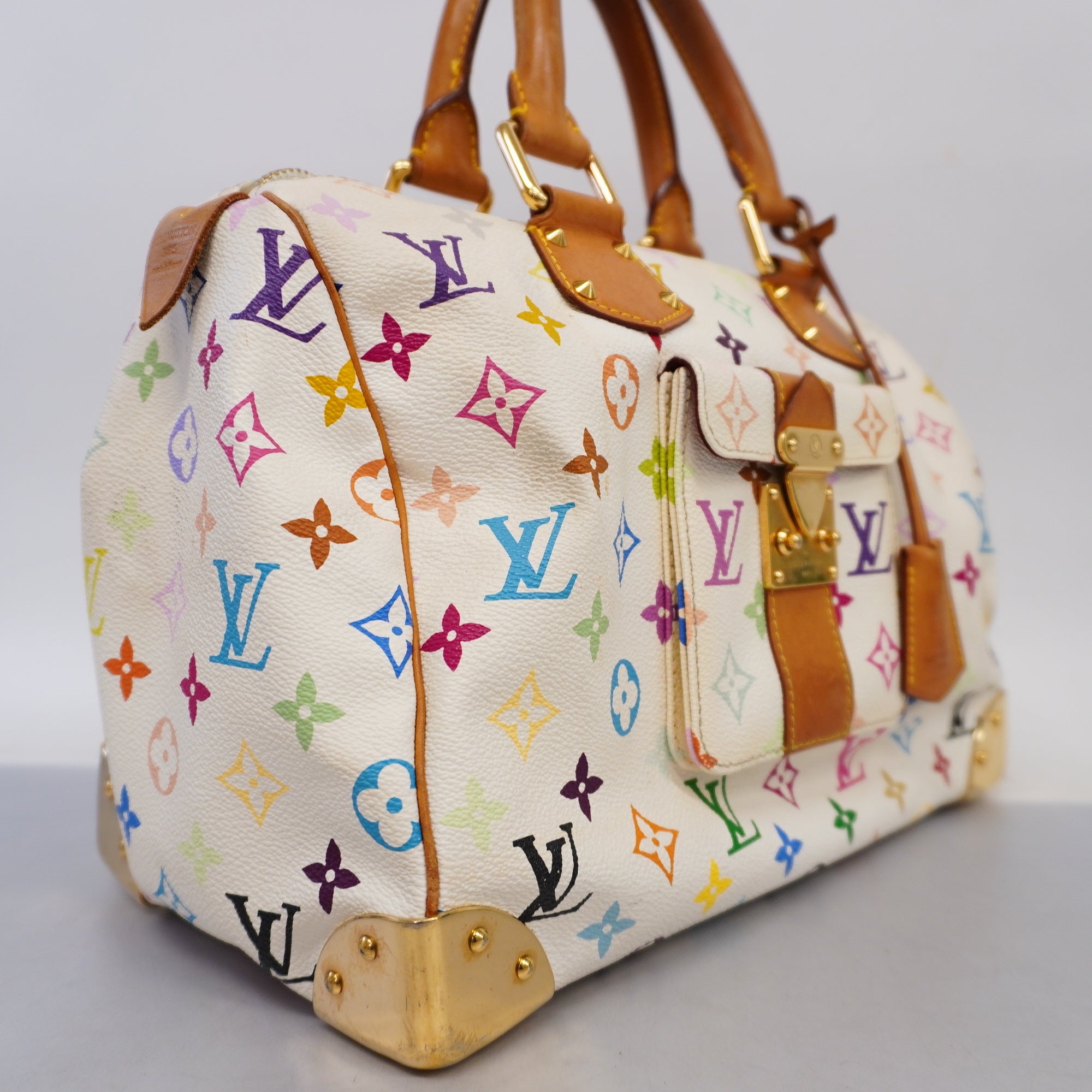 LOUIS VUITTONAuth Monogram Multicolore Speedy 30 M92643 Handbag Blanc