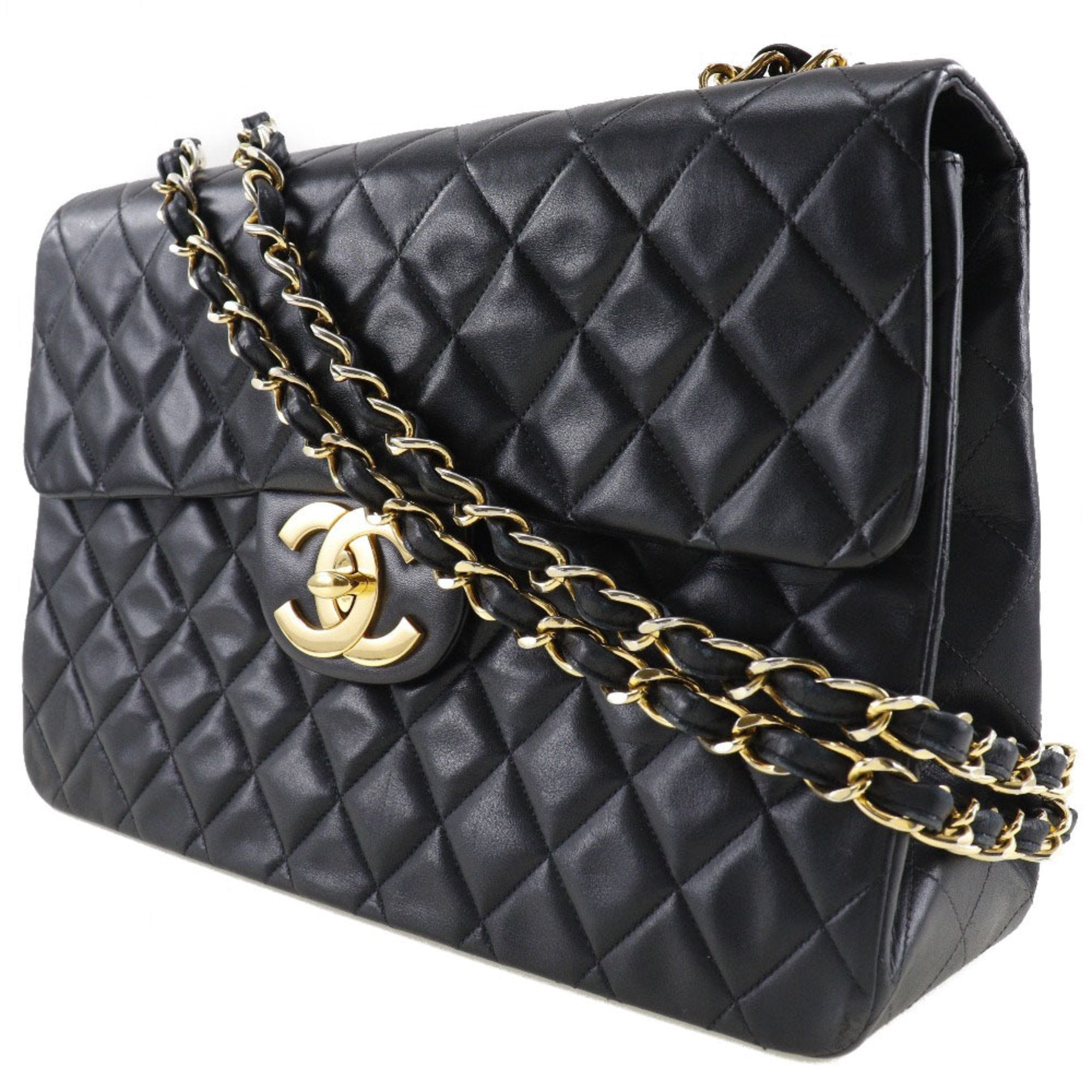 Chanel Big Matrasse 34 Chain Shoulder A01094 Lambskin Black/Gold Hardware Women's Bag