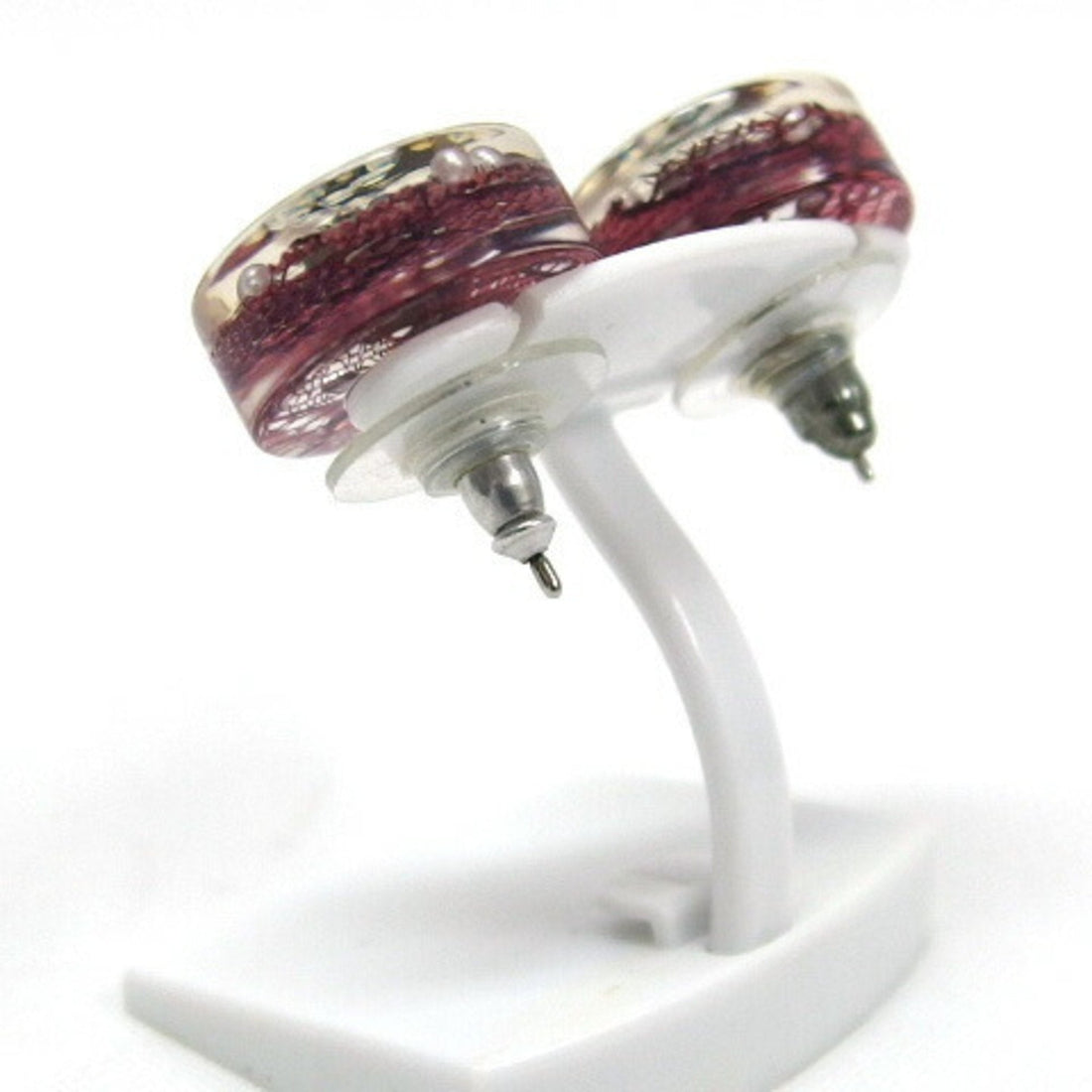 Chanel earrings here mark circle pink clear