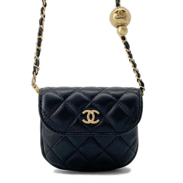 Chanel Waist Bag Matelasse Coco Mark Lambskin AP1461 2way Shoulder Ball Black
