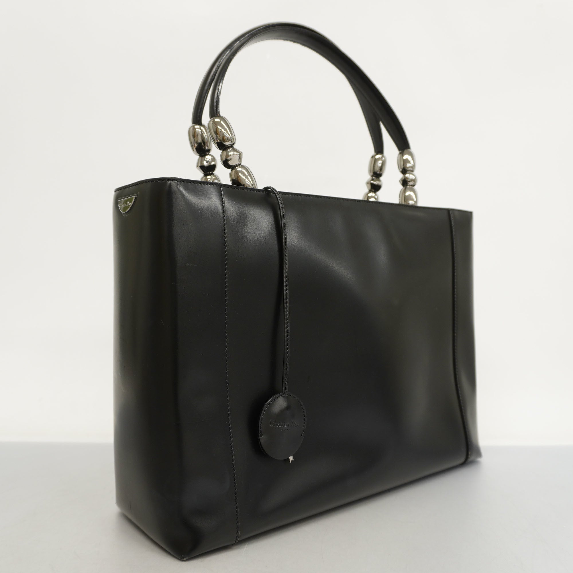 CHRISTIAN DIOR  2way Bag Maris Pearl Leather HandBag,Shoulder Bag Black