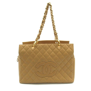 CHANEL Shoulder Tote Bag Caviar Skin (Grained Calf) Women's Beige A18004
