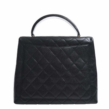 Chanel Caviar Skin Matelasse Coco Mark HandBag Black Ladies
