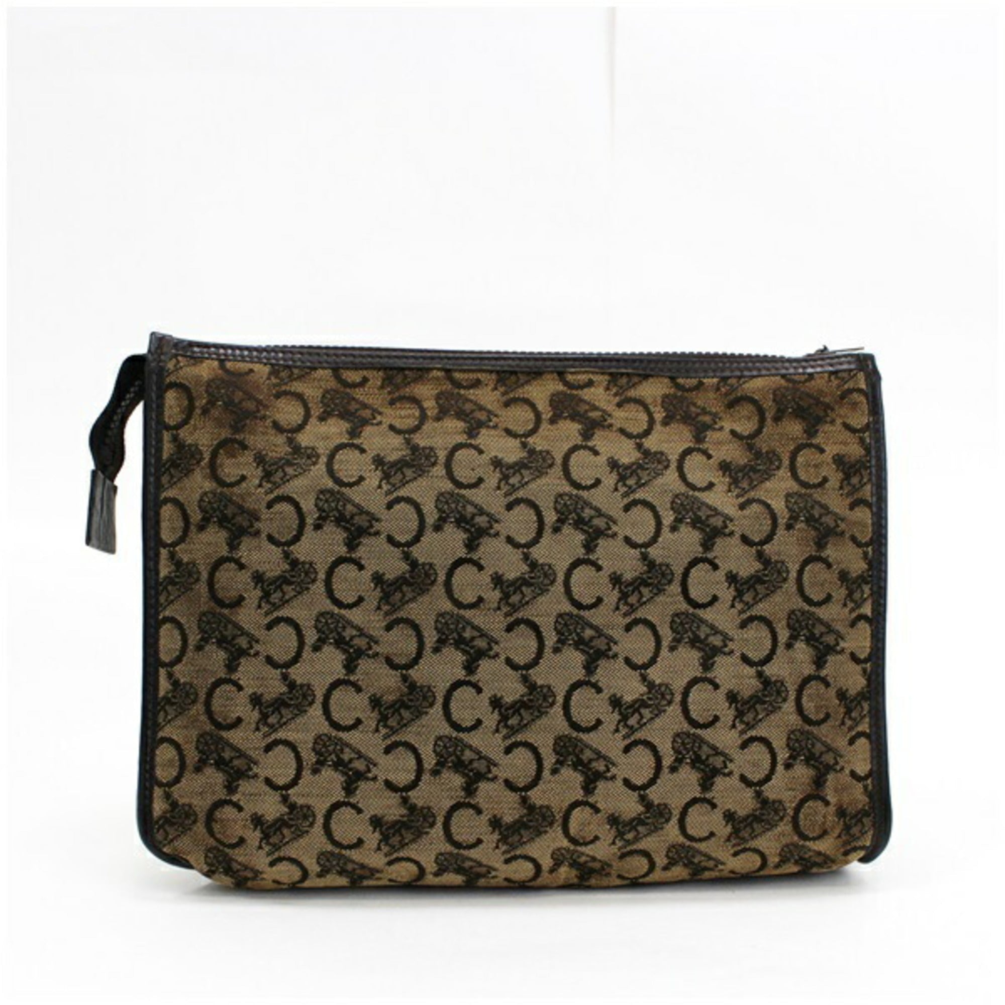 Celine Macadam C Monkey Clutch Bag Second Canvas x Leather Beige Dark Brown Celine Men's