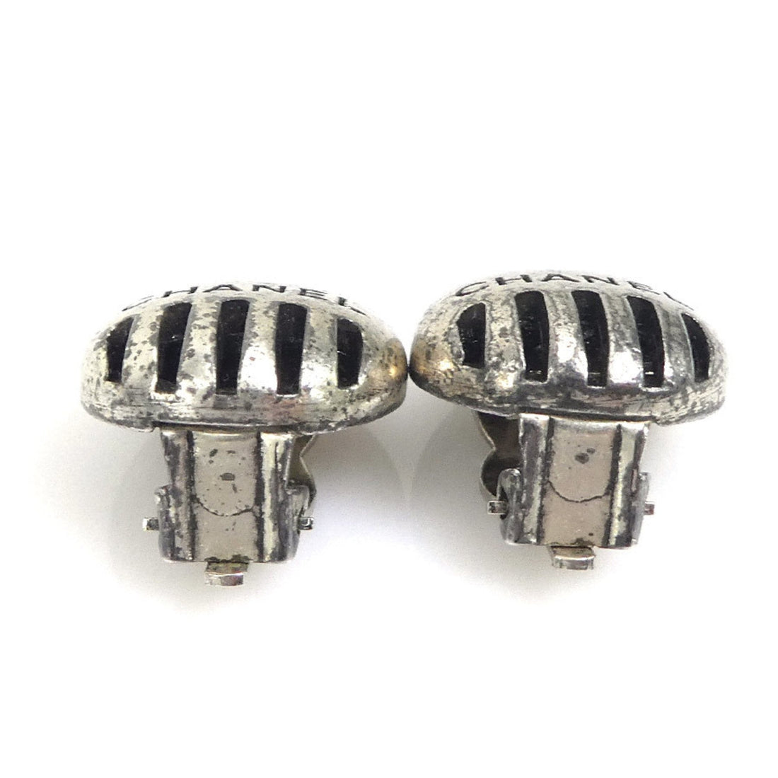 Chanel earrings metal silver ladies