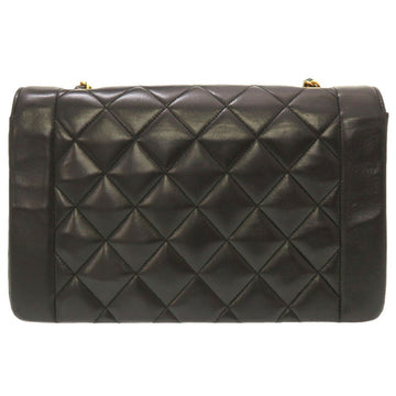 Chanel Diana 25 Medium Matelasse Lambskin Black Gold Chain Shoulder Bag No. 3 Coco Mark Turnlock