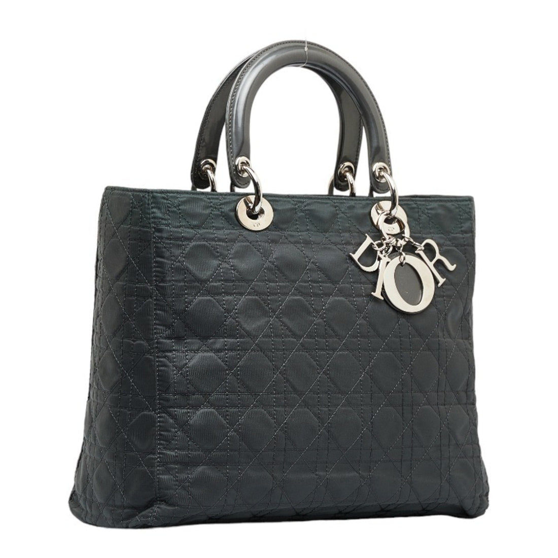 CHRISTIAN DIOR Dior Cannage HandBag Shoulder Bag Black Nylon Plastic Ladies