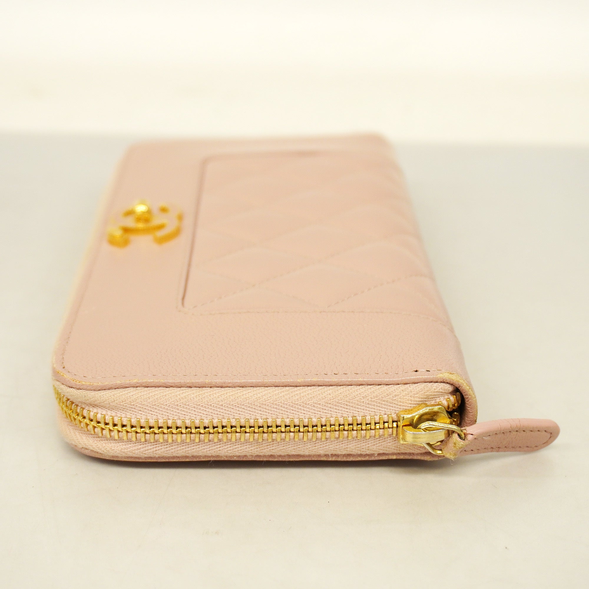 ChanelAuth  Matelasse Long Wallet Gold Hardware Women's Lambskin Long Wallet