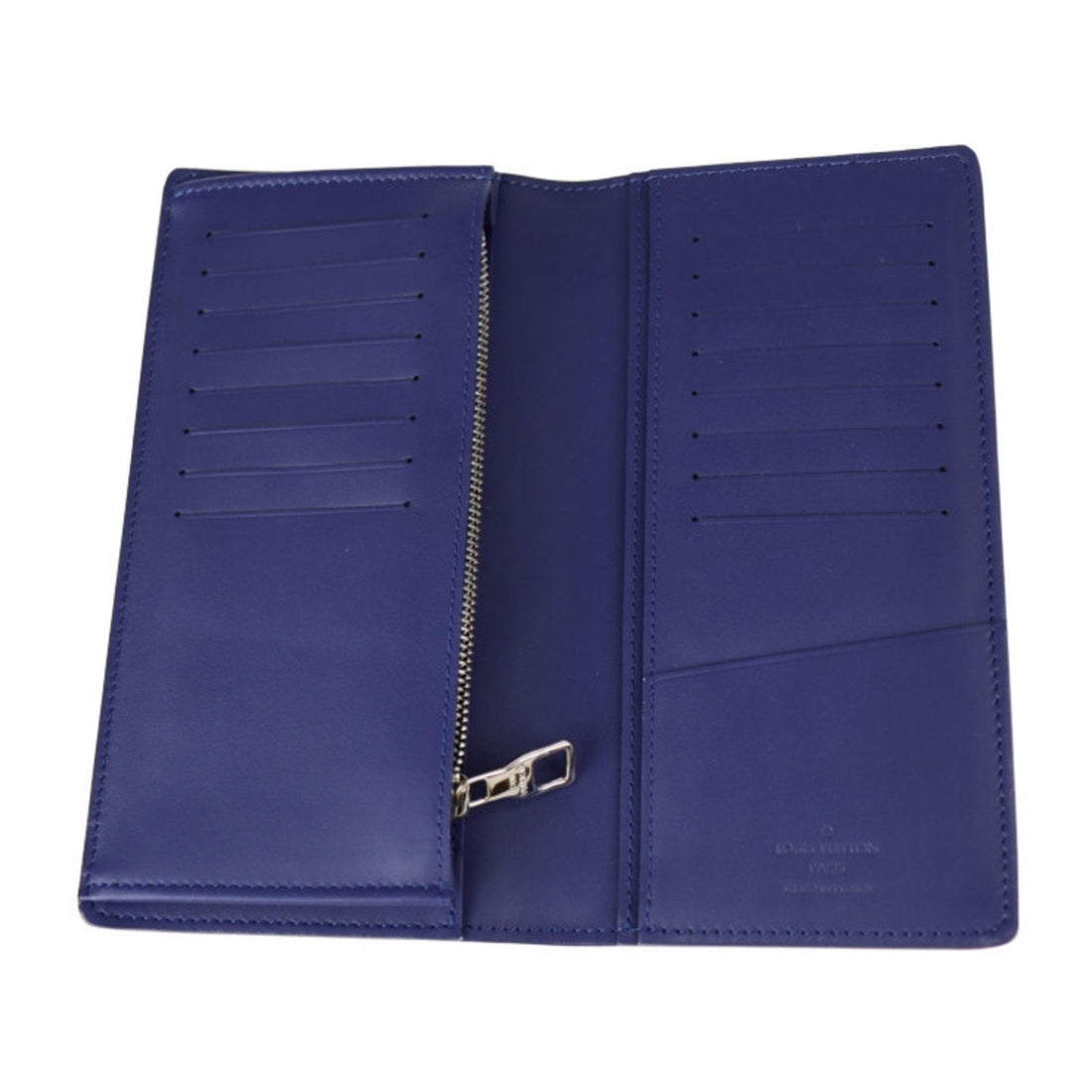 LOUIS VUITTON Portefeuille Brother Monogram Bandana Bifold Wallet M81405 Leather Blue White Long