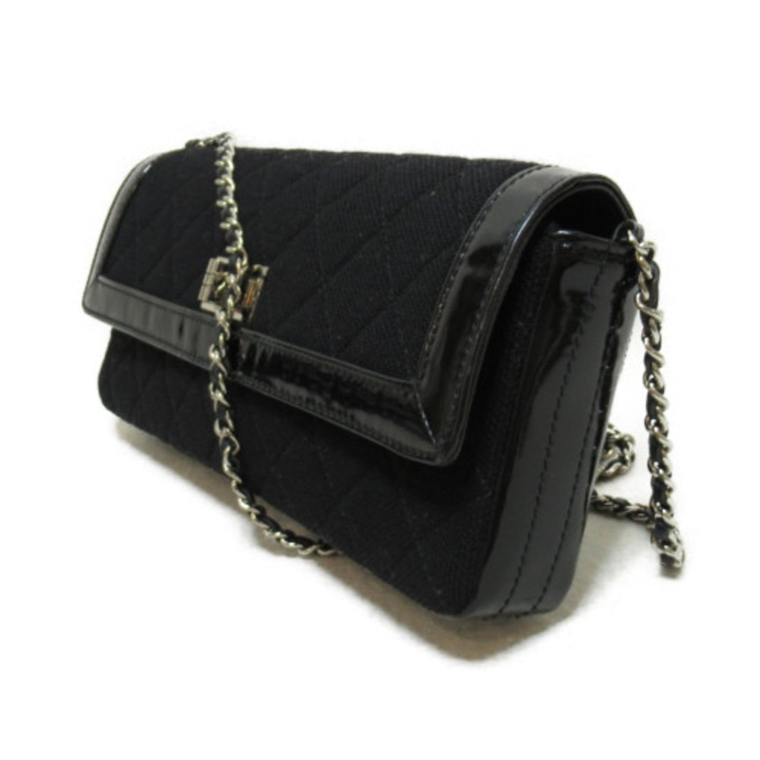 CHANEL 2.55 ChainShoulder bag Black cotton enamel