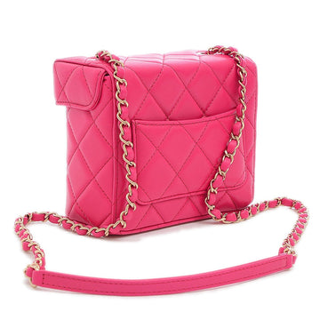 Chanel Small Box Chain Shoulder Bag Lambskin Pink AS2877