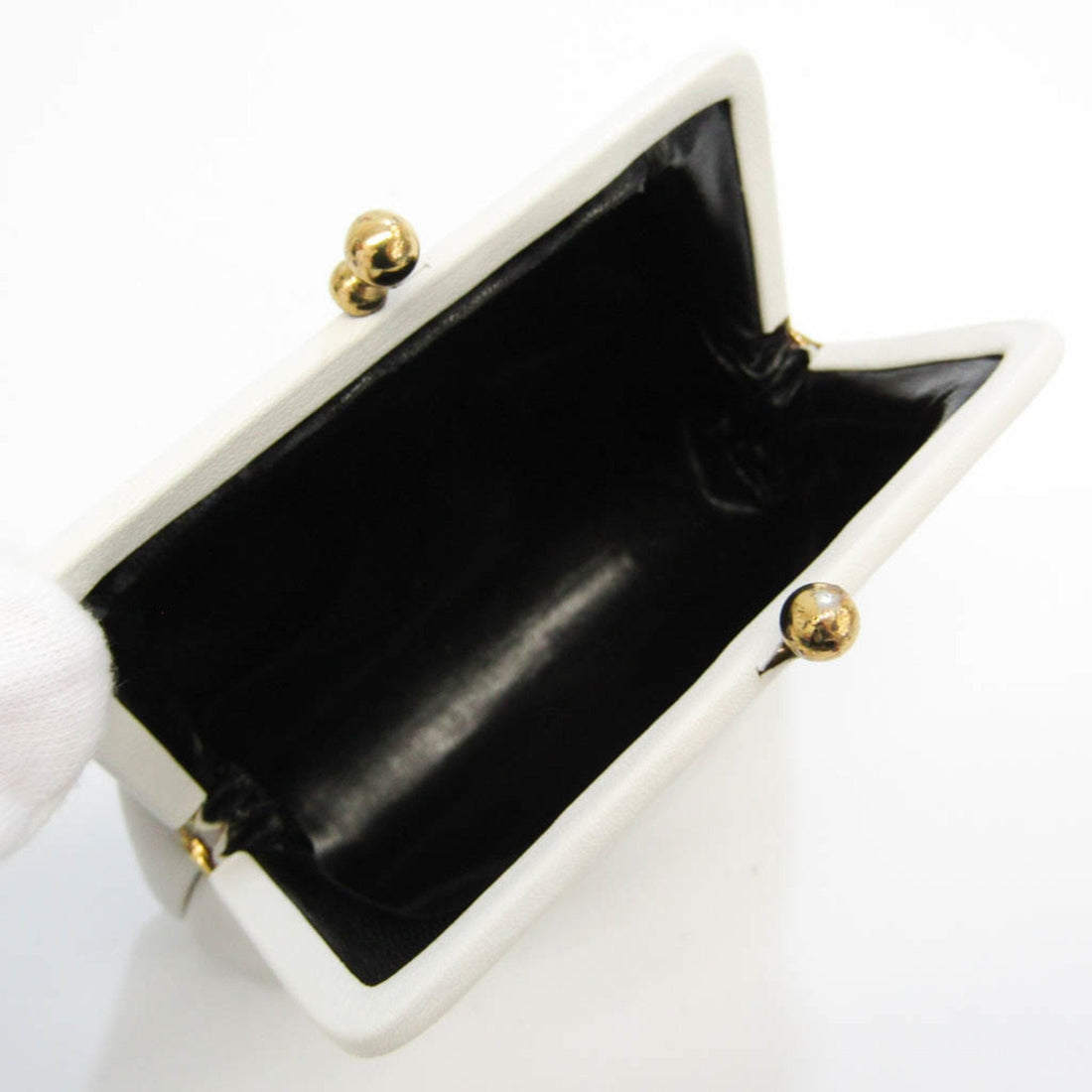 CHRISTIAN DIOR Women's Leather Coin Purse/coin Case White