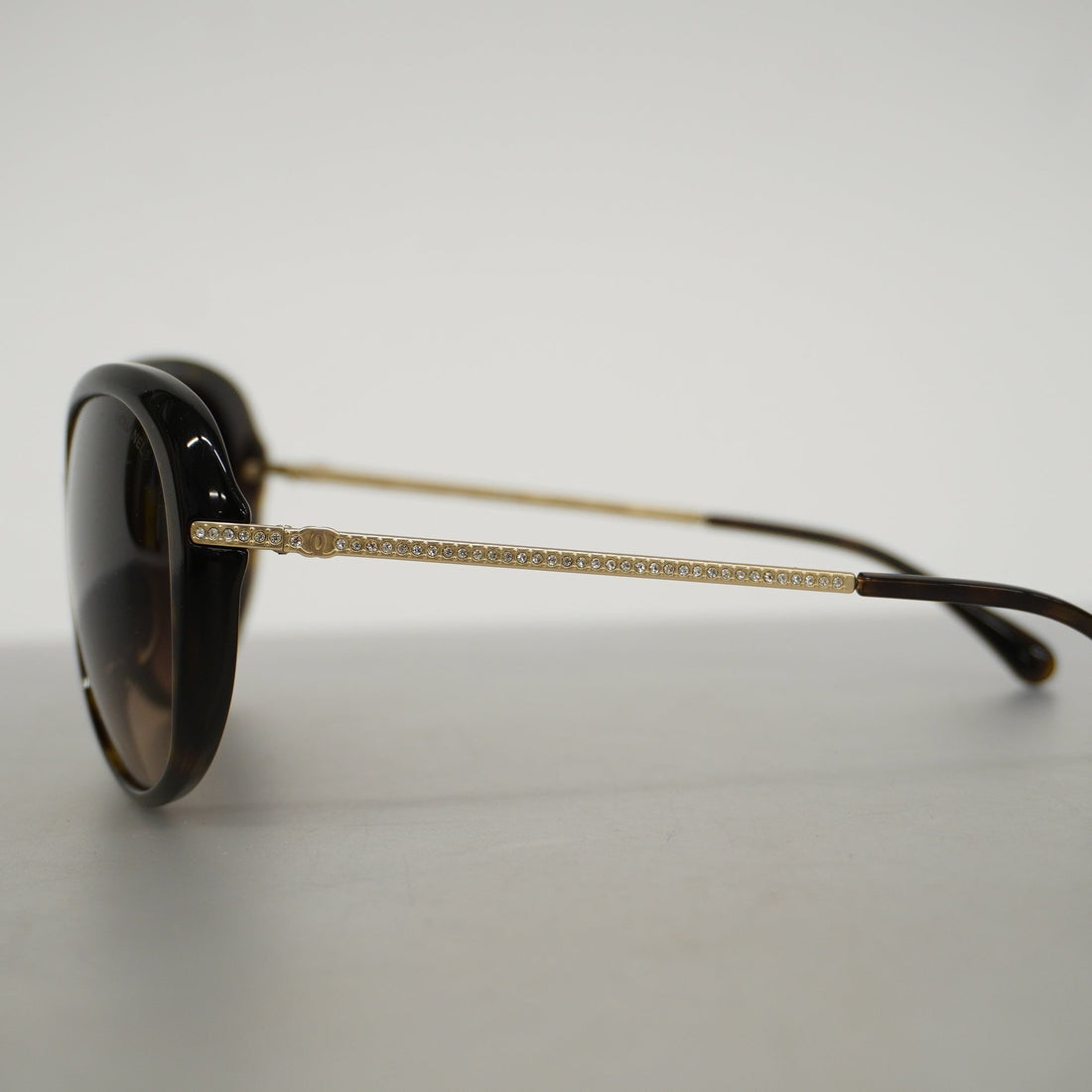 CHANEL Women's Sunglasses Brown Sunglasses gold hardware